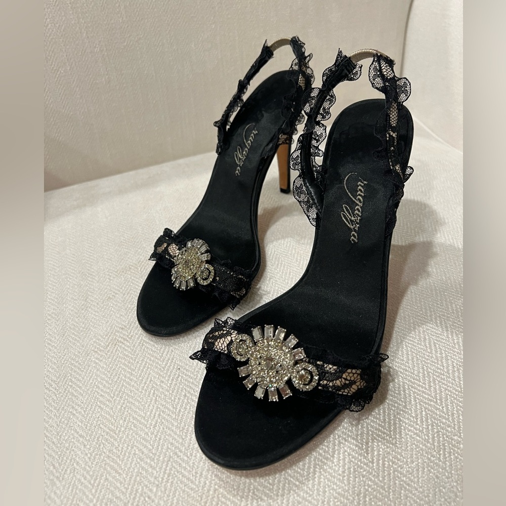 Ragazza Lace and stone embellished Black Sandal Size 37